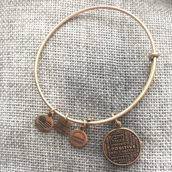 Alex and Ani Positivity Positive How I Live Adjustable Charm Bracelet USA 2015 - Picture 3 of 3